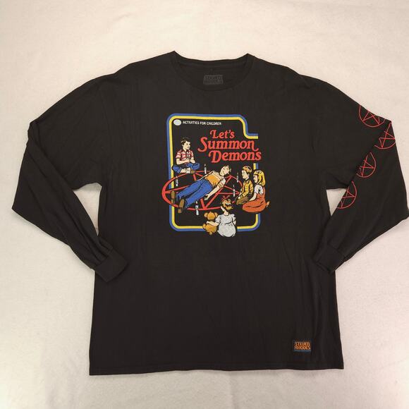 Steven Rhodes Lets Summon Demons Crew Neck Shirt Mens Size Extra Large XL Black - Picture 2 of 11